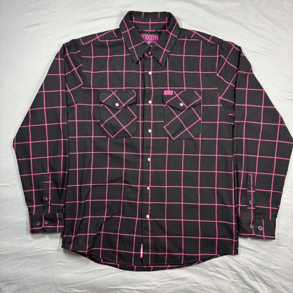 Dixxon Flannel Co "Hope" Flannel Mens M Black Pink Plaid Long Sleeve Snap Shirt